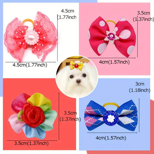 Assorted Pet Bow Hair Ties for Dogs